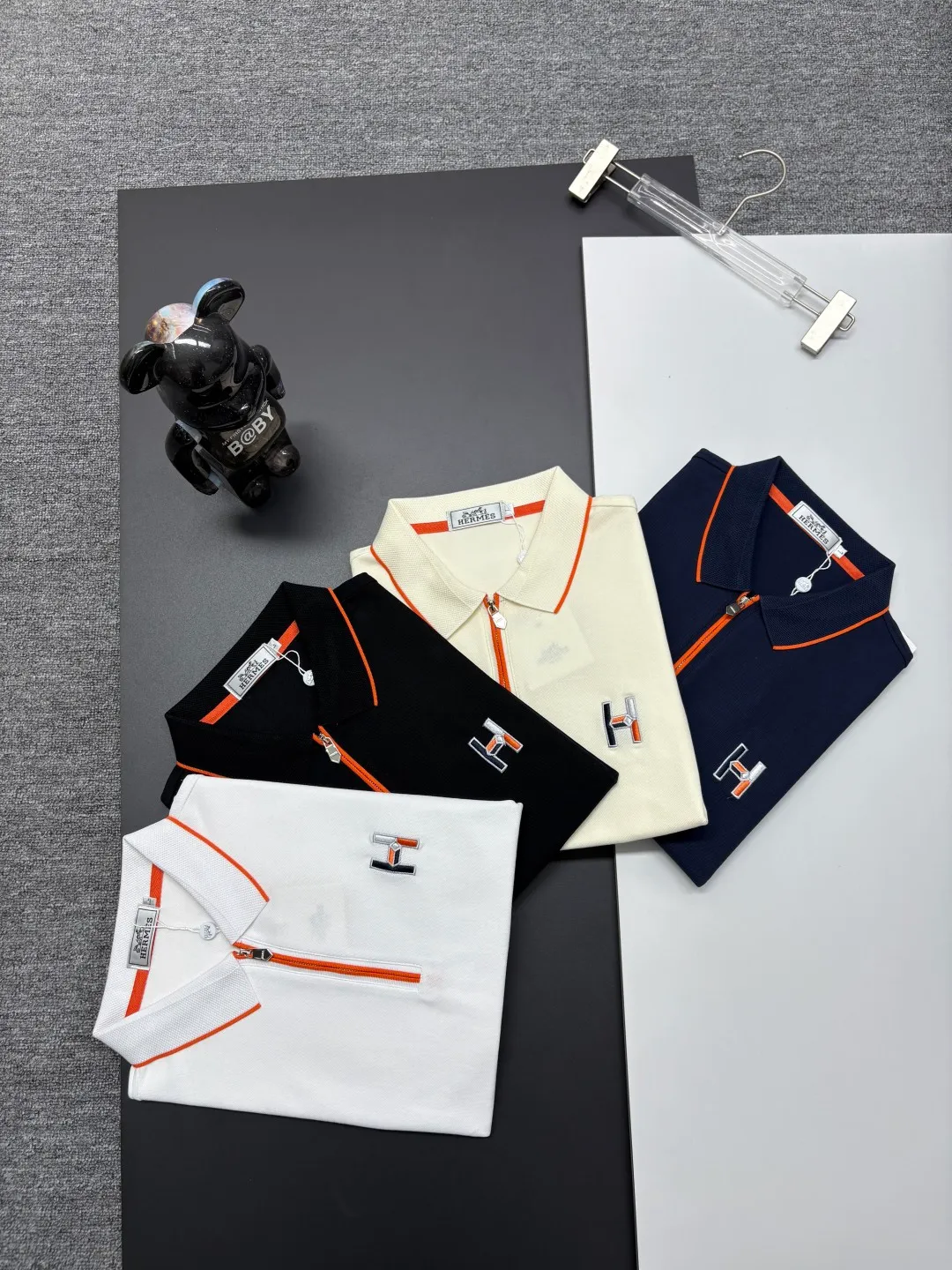 HERMES New Arrival Polo Same Style 210 ， Factory New Arrival Versatile : Black White Royal Blue Size：M-XXXL